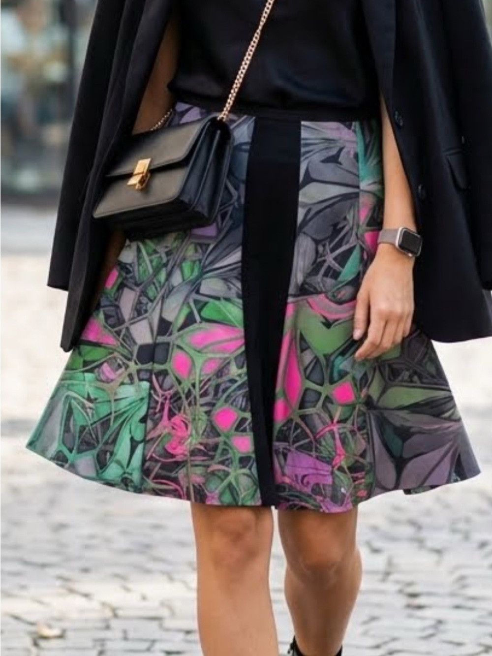 Sfizio Made in Italy Scuba Stretch Printed Skirt Size L USA 8